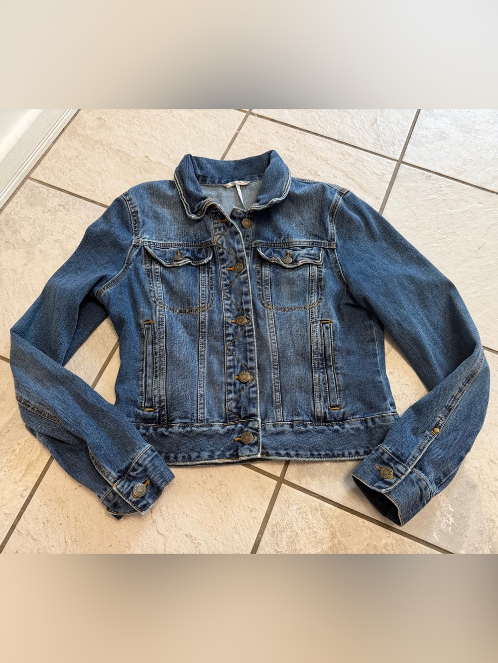 Free People Medium Blue Denim Jean Jacket